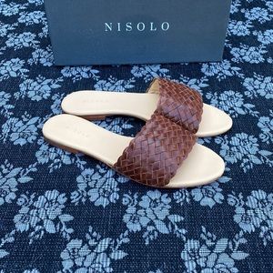 Nisolo Isla Woven Slide Sandal Flat size 8 Brandy